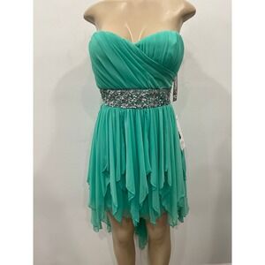 Sequin Hearts Dress Prom Girl Simply Dresses SZ 5 Green Fairy Hem Sequin Gown